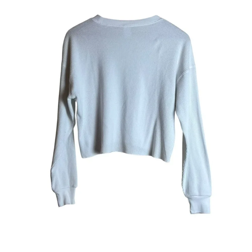Tna‎ white waffle cropped long sleeve top - Picture 6 of 8